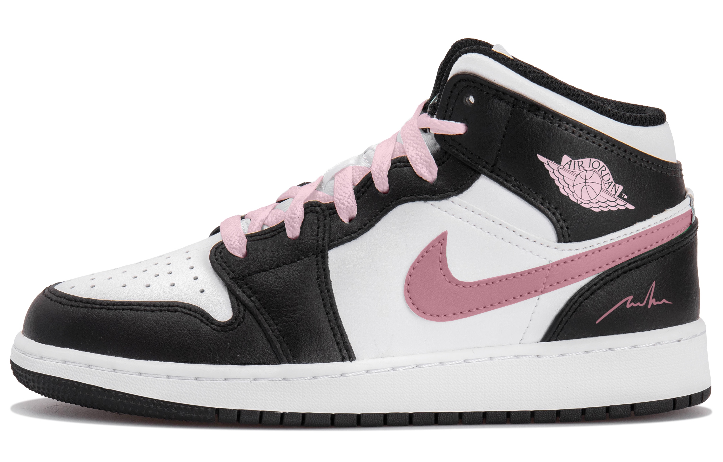Jordan Air Jordan 1 High top Vintage Basketball Shoes Women’s White Black Pink