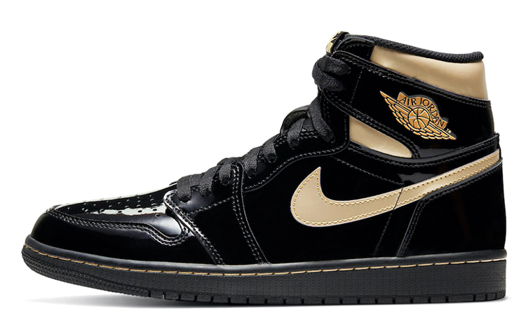 Jordan Air Jordan 1 High Og \"Black Gold\" Everyday versatile high-top retro basketball shoes for men and women, black gold