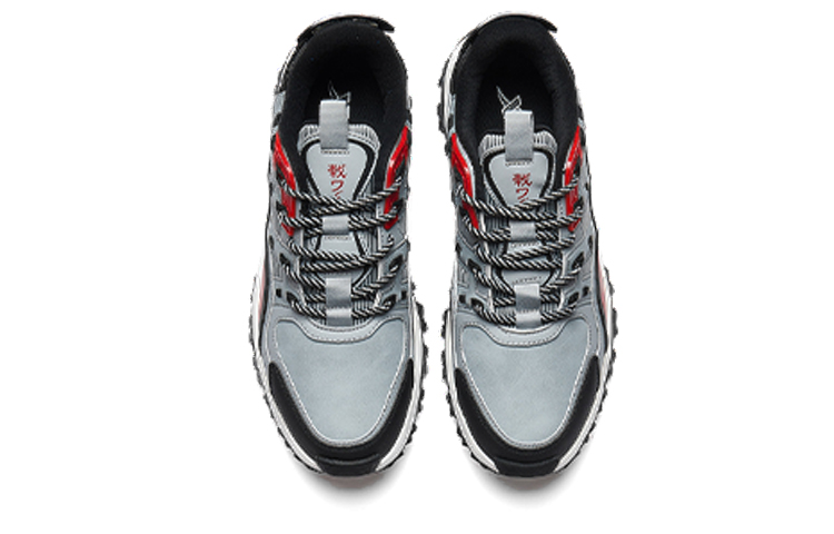 XTEP Comfortable Slip Resistant, Abrasion Resistant, Waterproof, And Breathable Low top Outdoor Shoes Men’s Gray Black