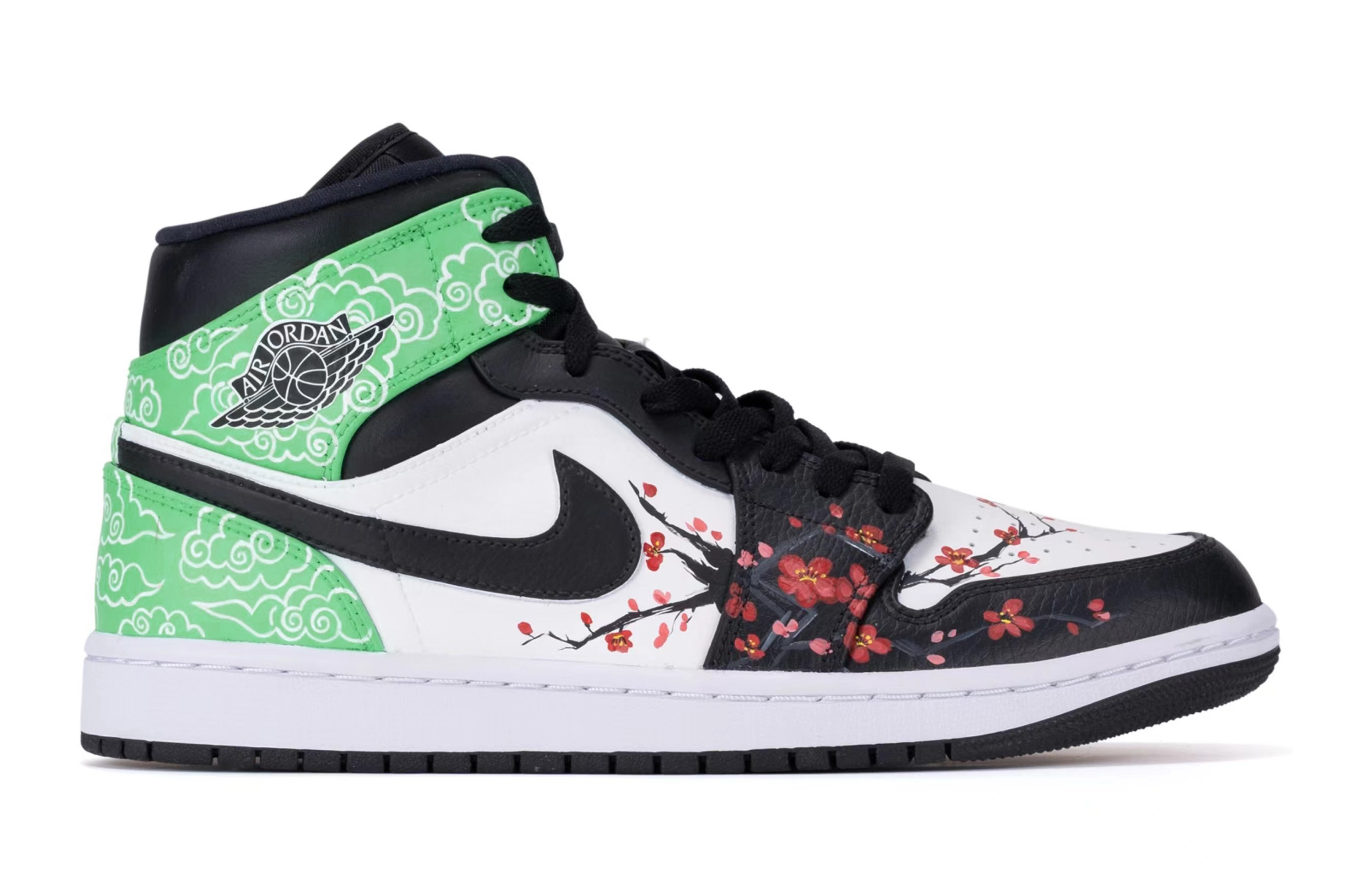 Jordan Air Jordan 1 Mid Slip Resistant Slip Resistant Mid top Vintage Basketball Shoes Women’s Black White Pink Green