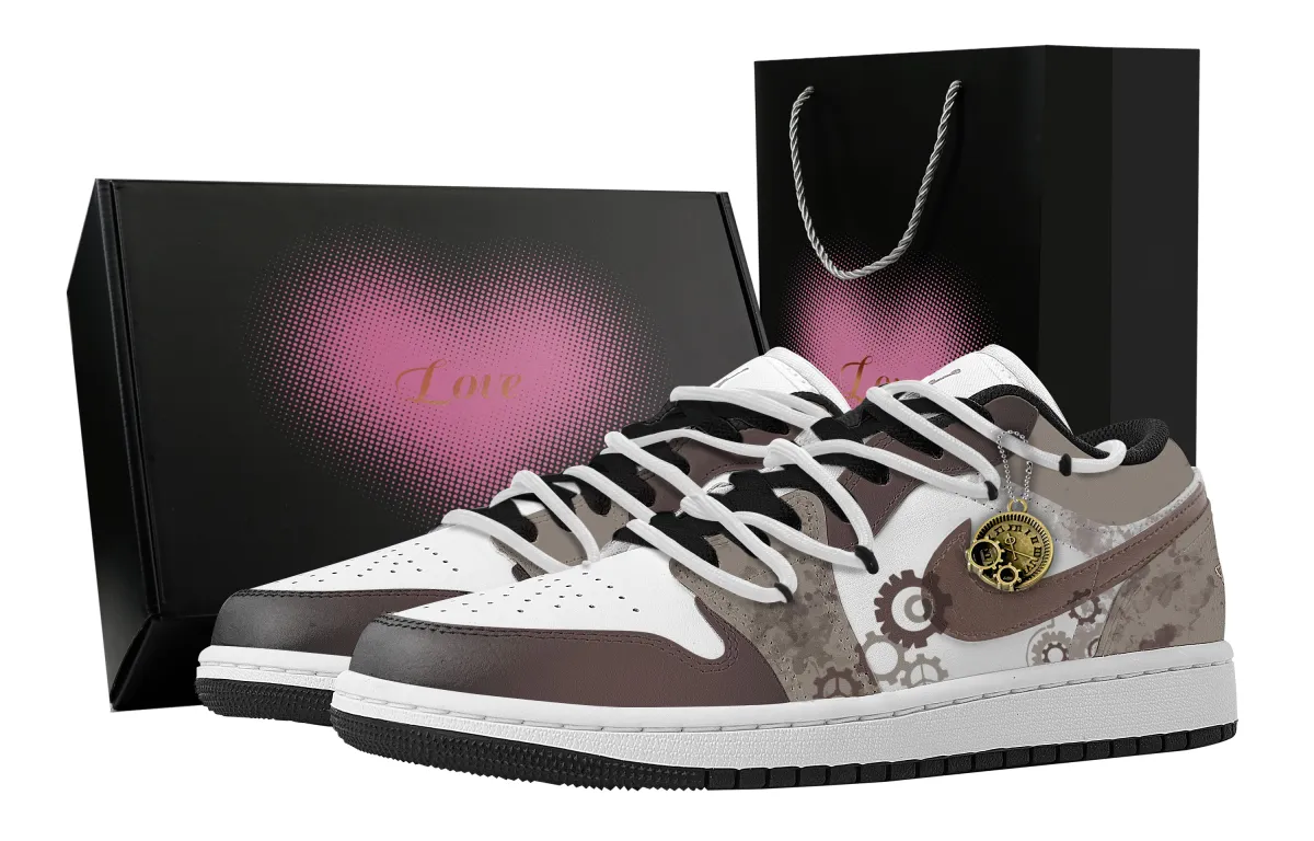 Jordan Air Jordan 1 Steam Moment, Heart Box Abrasion Resistant Low top Vintage Basketball Shoes Women's Brown
