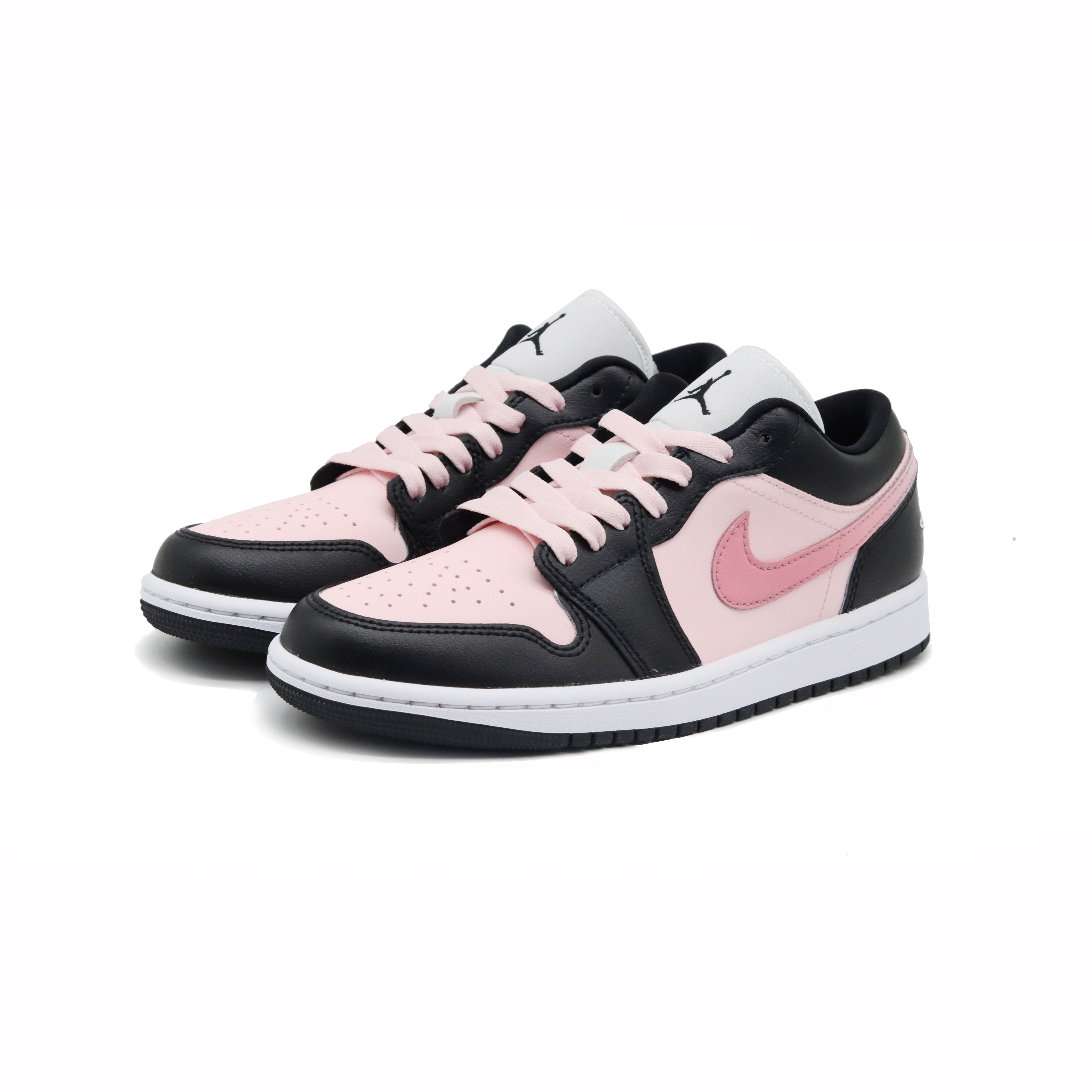 Jordan Air Jordan 1 Slip Resistant Abrasion Resistant Low top Vintage Basketball Shoes Unisex Black Pink