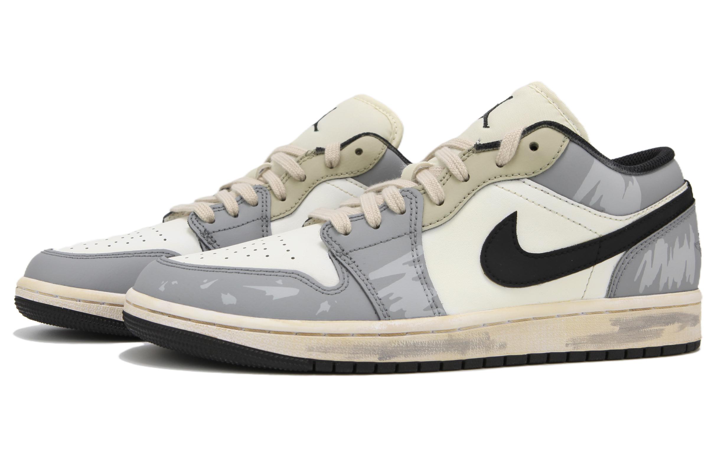 Jordan Air Jordan 1 Abrasion Resistant Low top Vintage Basketball Shoes Men’s Gray