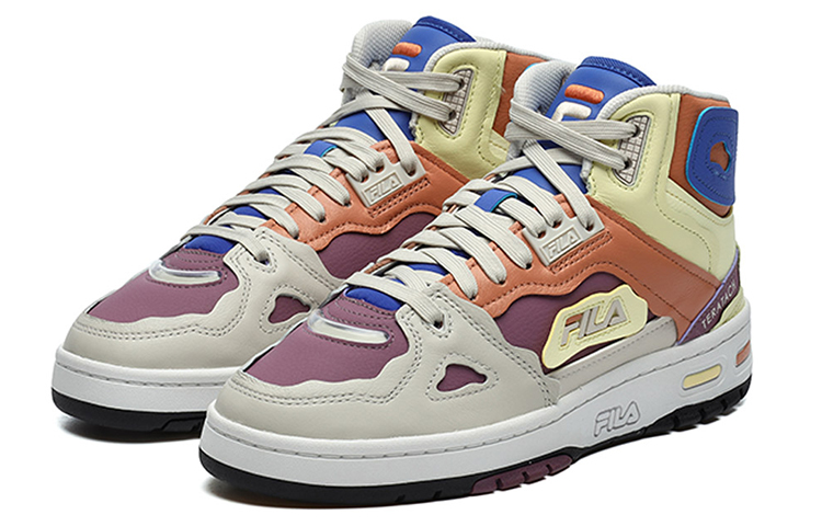 FILA FUSION Teratach Fashion Mid top Vintage Basketball Shoes Women’s Purple Yellow