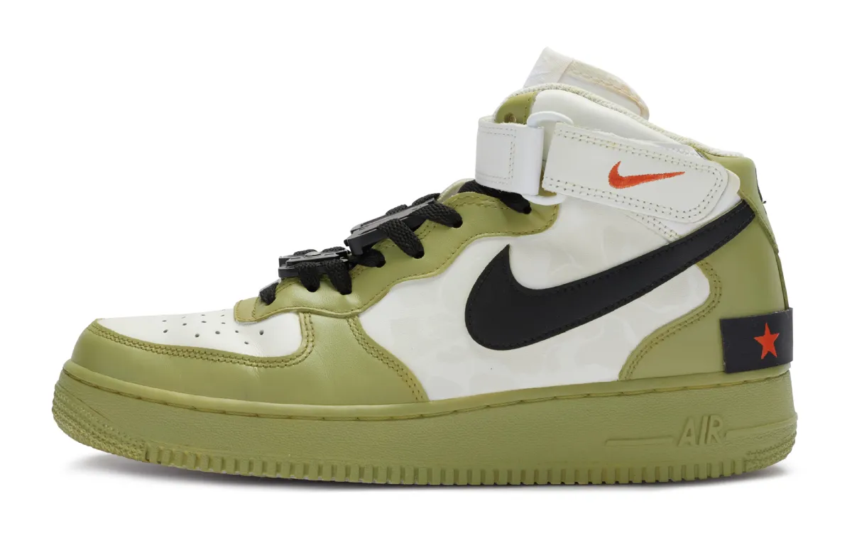 Nike Air Force 1 Slip Resistant Slip Resistant Mid top Skateboard Shoes GS Army Green & White
