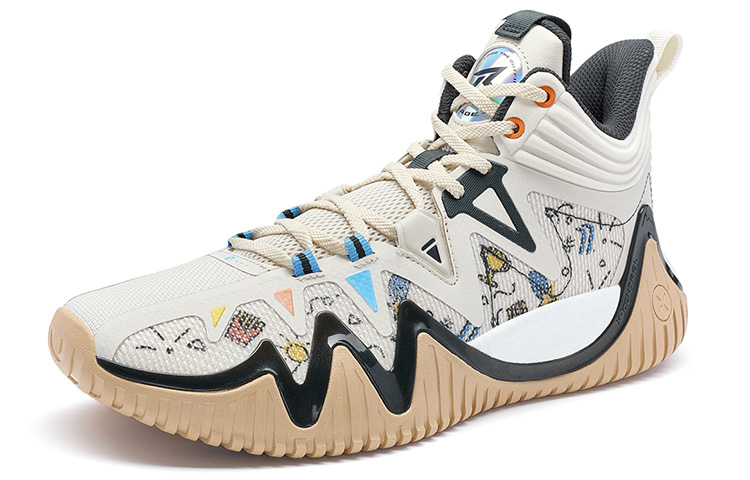 XTEP Lingren 1 Mid top Basketball Shoes Men’s White Black Blue