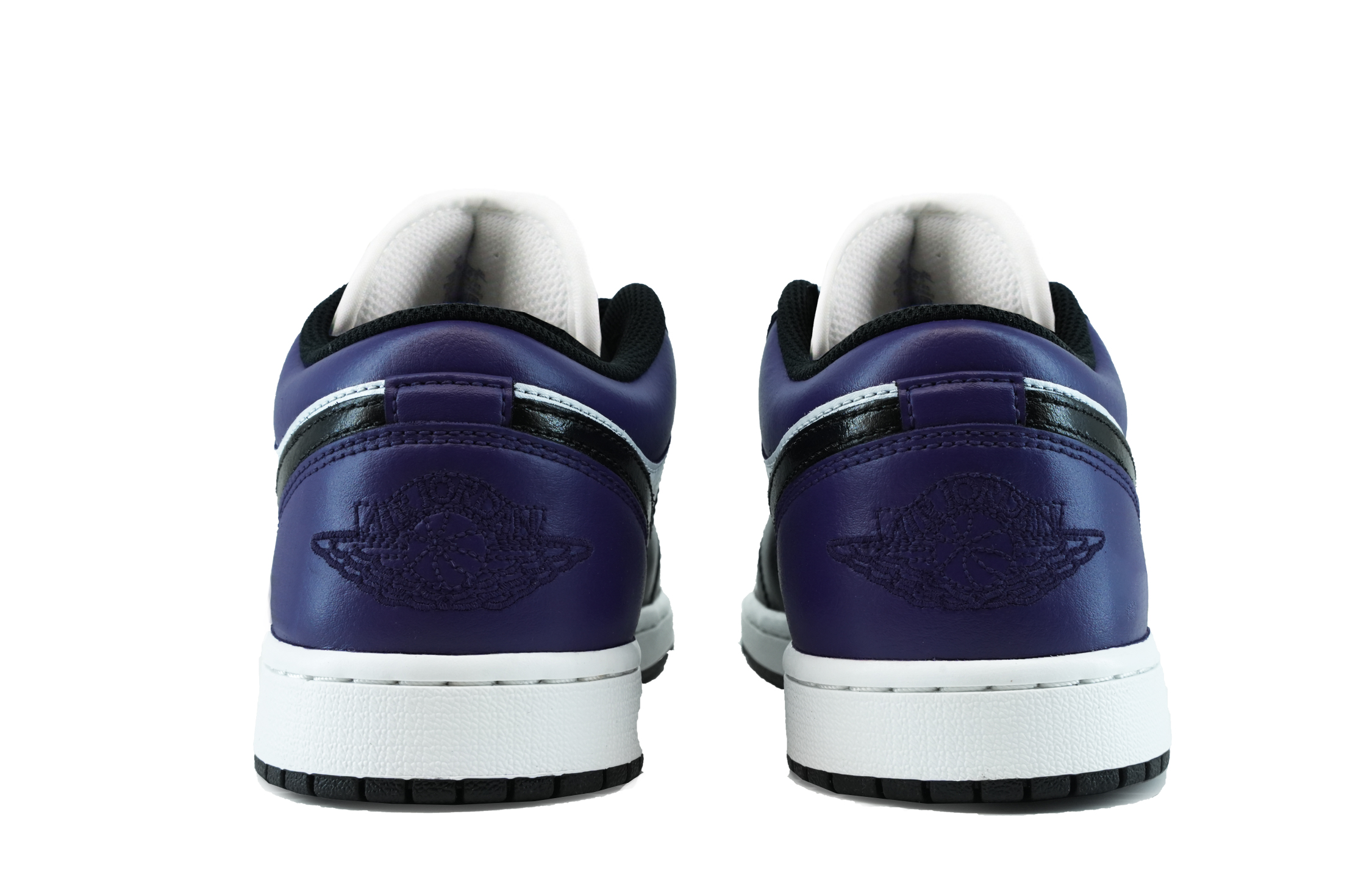 Jordan Air Jordan 1 Cushioning, Wear Resistant Low top Vintage Basketball Shoes Men’s Black Purple Toe