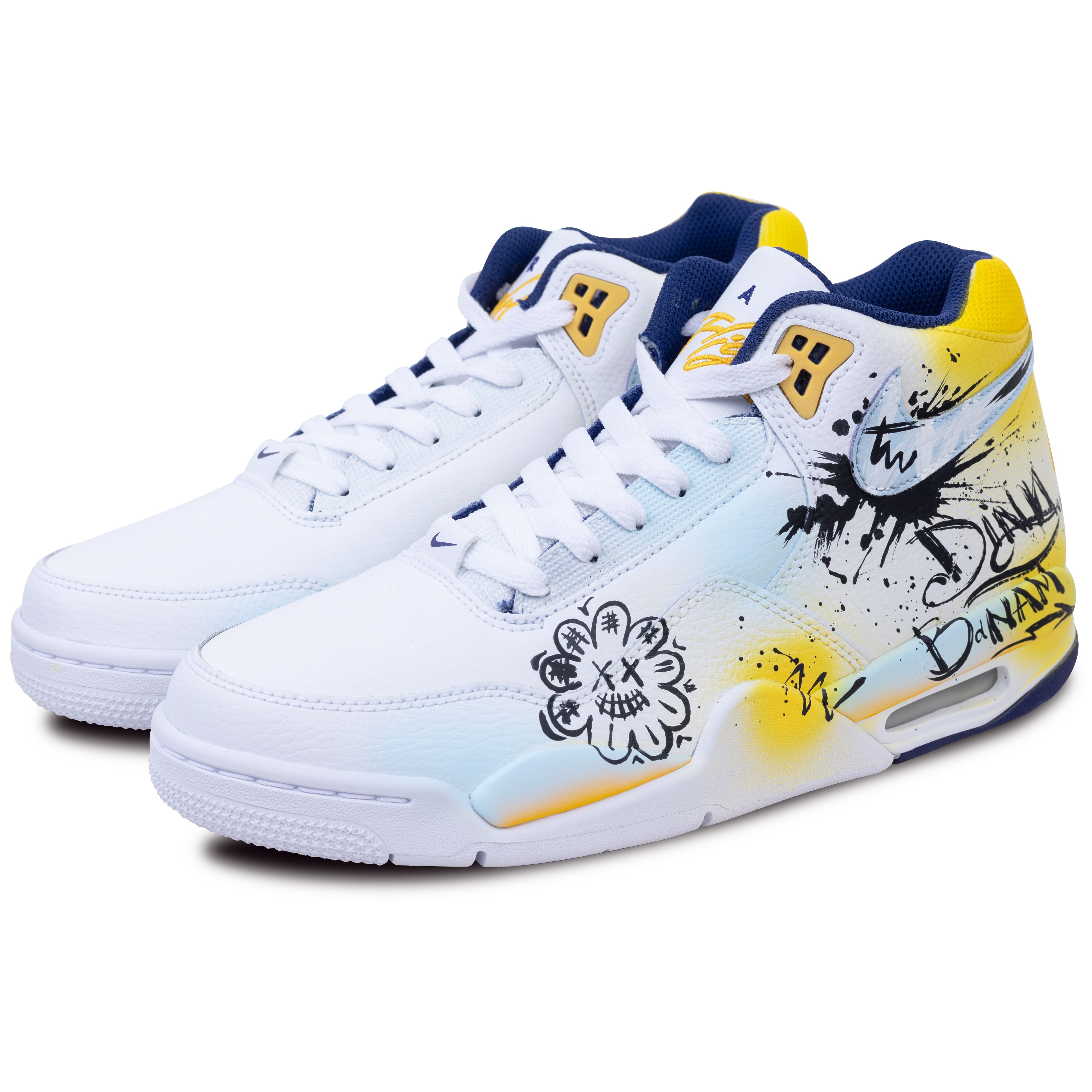 Nike Flight Legacy Vintage Basketball Shoes Men’s Mid Top Blue/Yellow/Black