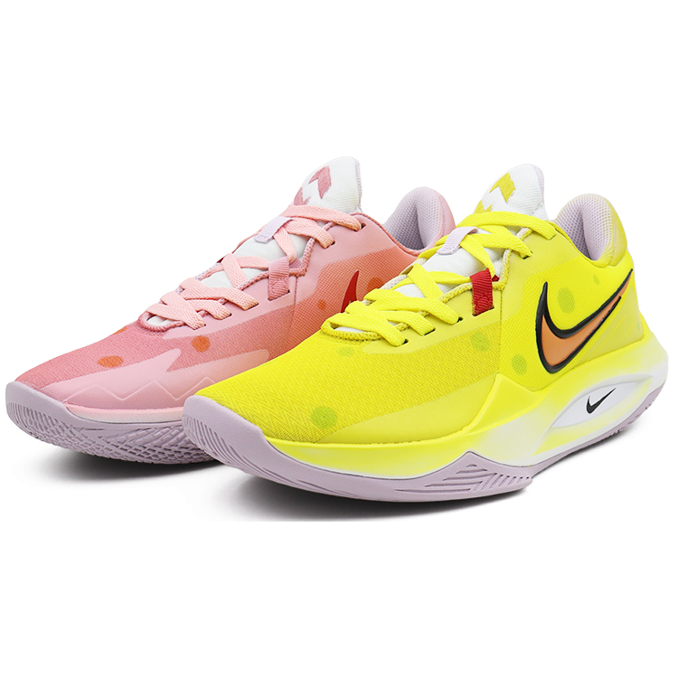 Nike Precision 6 Cushioning Slip Resistant Abrasion Resistant Support Low top Basketball Shoes Unisex Yellow Pink