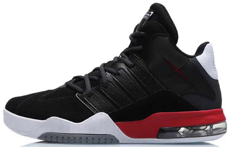 Li Ning Non slip Lightweight Mid top Vintage Basketball Shoes Unisex Black