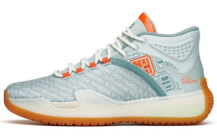 Anta Basketball Collection Fabric Abrasion Resistant Breathable Mid top Vintage Basketball Shoes Men’s Green Orange