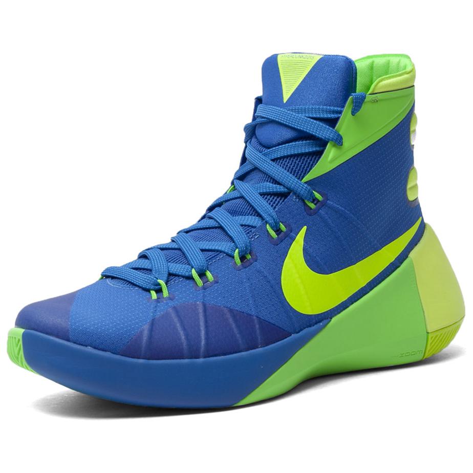 Nike Hyperdunk 2015 Cushioning Slip Resistant Cushioning Slip Resistant High top Basketball Shoes Unisex Blue Green