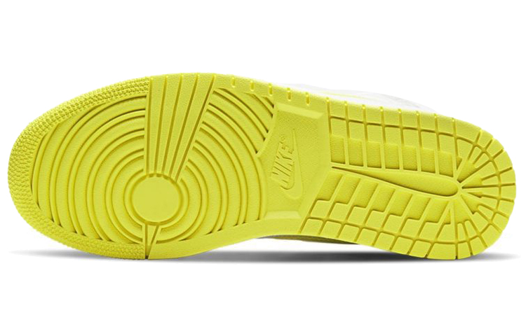 Женские кроссовки Jordan Air Jordan 1 Mid SE "Voltage Yellow" (бежево-белый / желтый) — Бежевыйбелый / жёлтый — фото 6