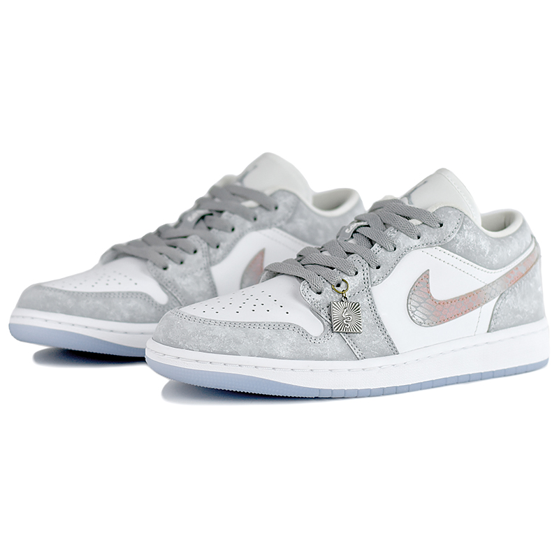 Jordan Air Jordan 1 Gray Starlight Whisper Slip Resistant Abrasion Resistant Low top Vintage Basketball Shoes Women’s