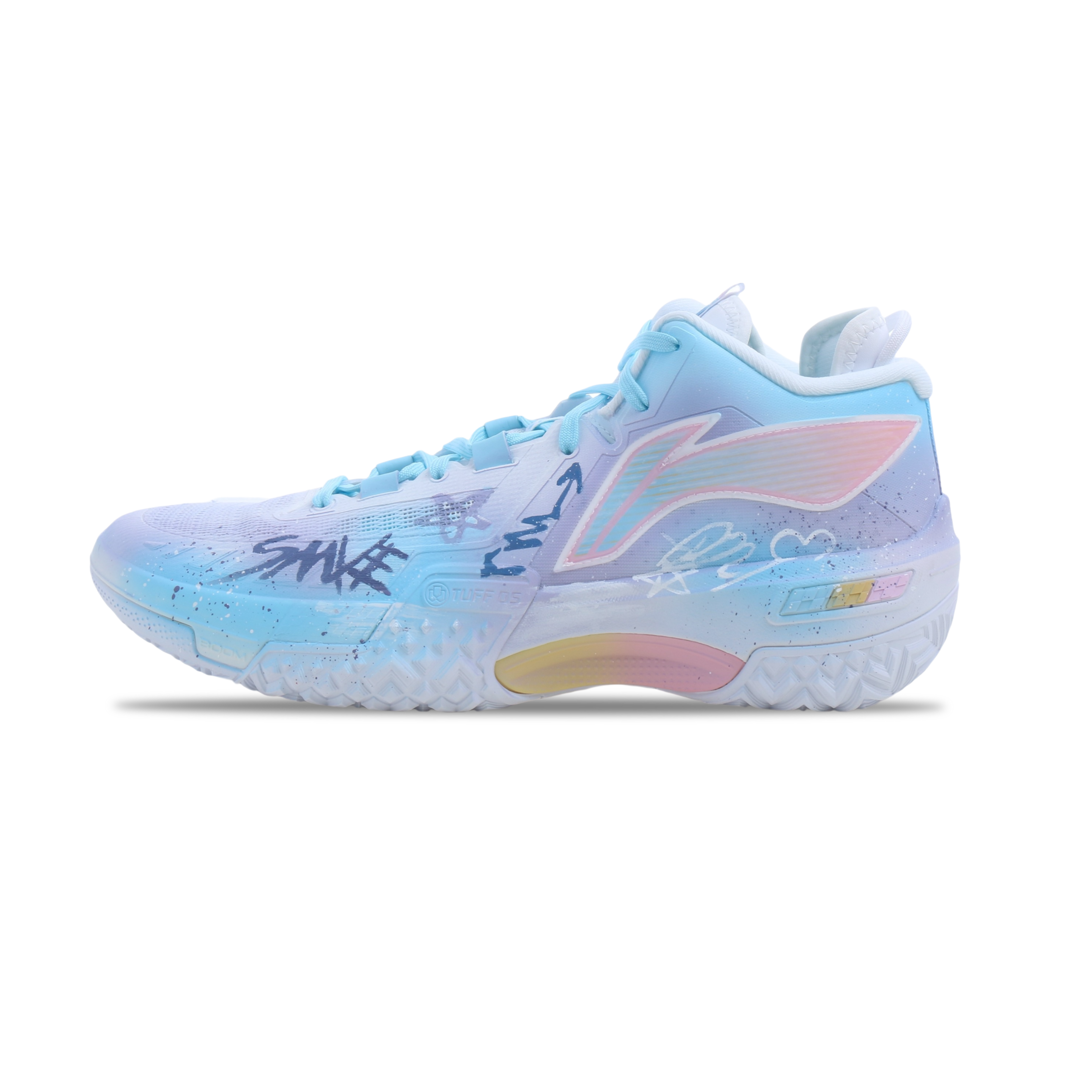 Li Ning Jie Ao Cushioning Abrasion Resistant Mid top Basketball Shoes Men’s Blue Purple Mismatched