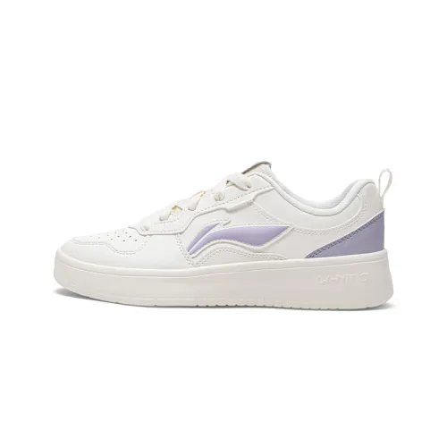 Li Ning First Cloud Abrasion Resistant, Balanced, Breathable Low top Skateboard Shoes Women's Beige Purple