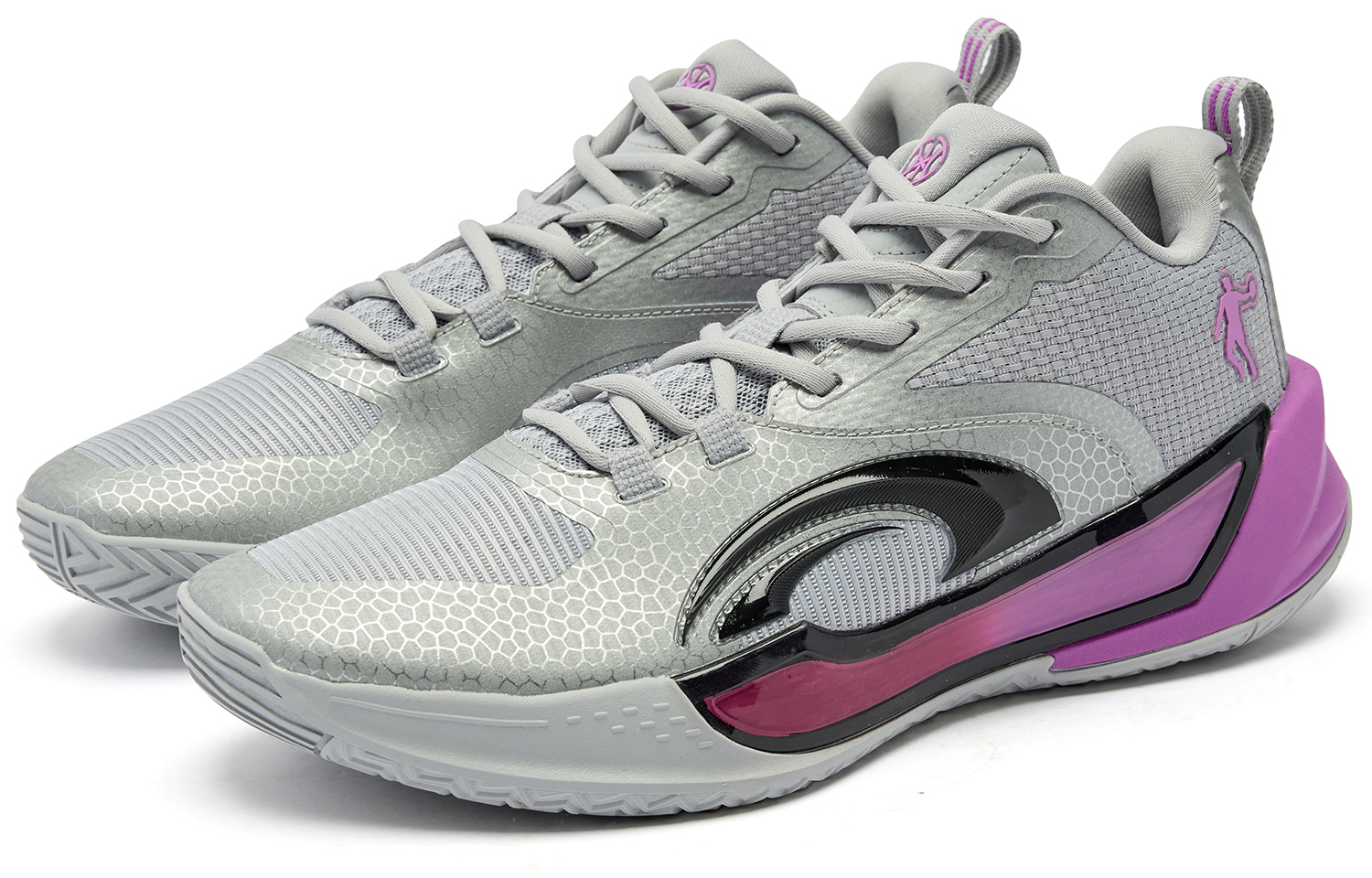 QIAODAN Halberd 7TEAM Cushioning Slip Resistant Abrasion Resistant Low top Basketball Shoes Men’s Gray Purple