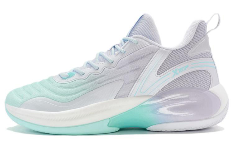 XTEP Cushioning Slip Resistant Abrasion Resistant High top Basketball Shoes Men’s White Blue Purple