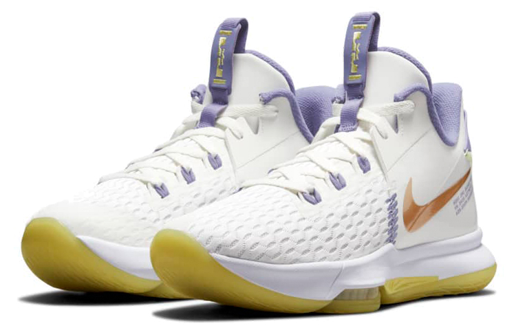 Мужские кроссовки Nike Witness 5 (бело-желто-фиолетовые) — Белый / жёлтый / фиолетовый — фото 3