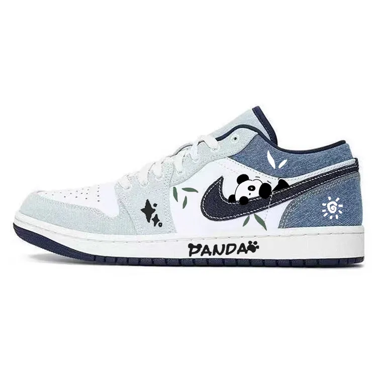Jordan Air Jordan 1 Versatile Low top Vintage Basketball Shoes Men's Blue Green White