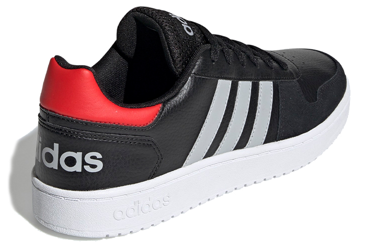 Мужские кеды adidas Hoops 2.0 (черный / серый / красный) — Чёрный / серый / красный — фото 4