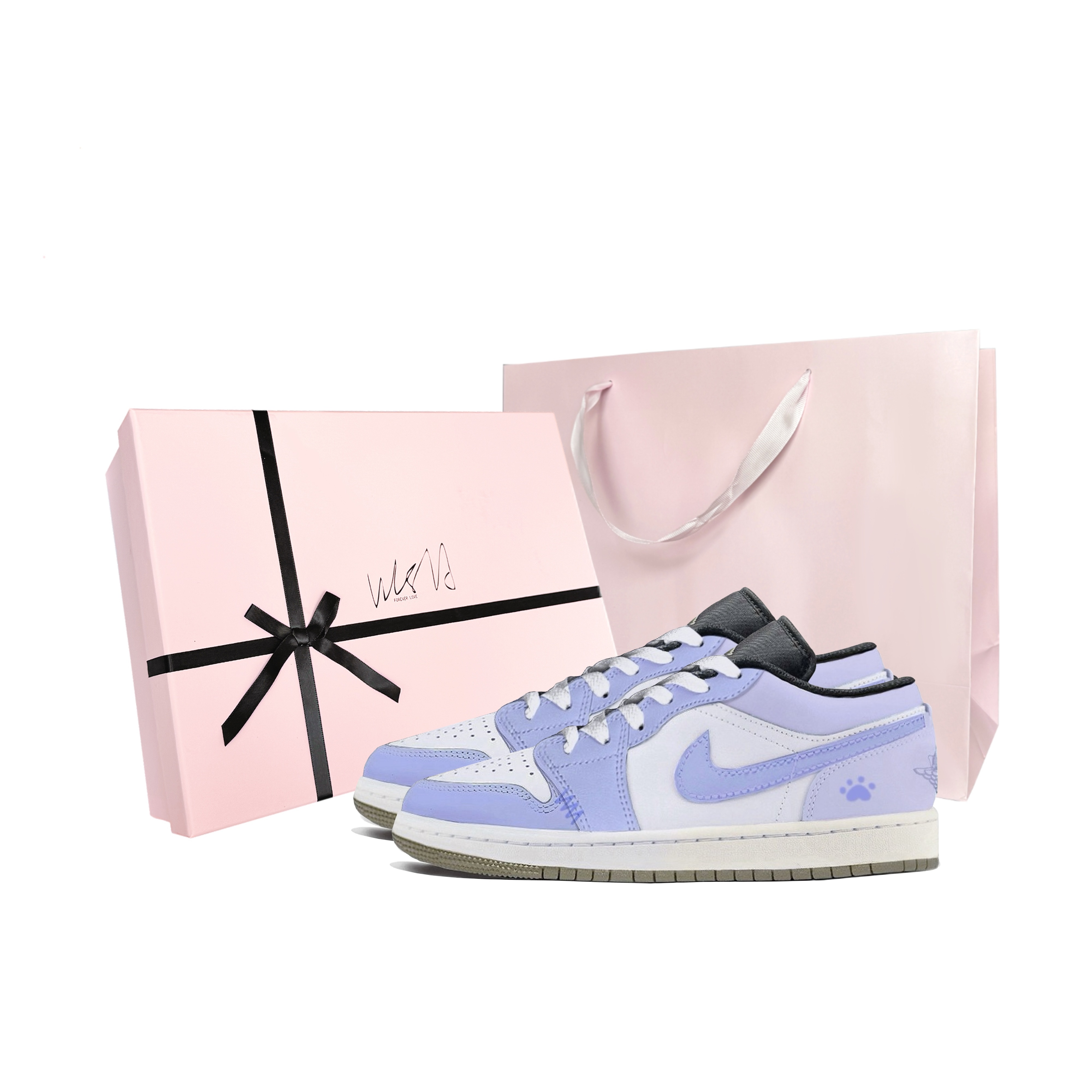 Jordan Air Jordan 1 Taro Paste Ice Cream Abrasion Resistant Low top Vintage Basketball Shoes Unisex Purple