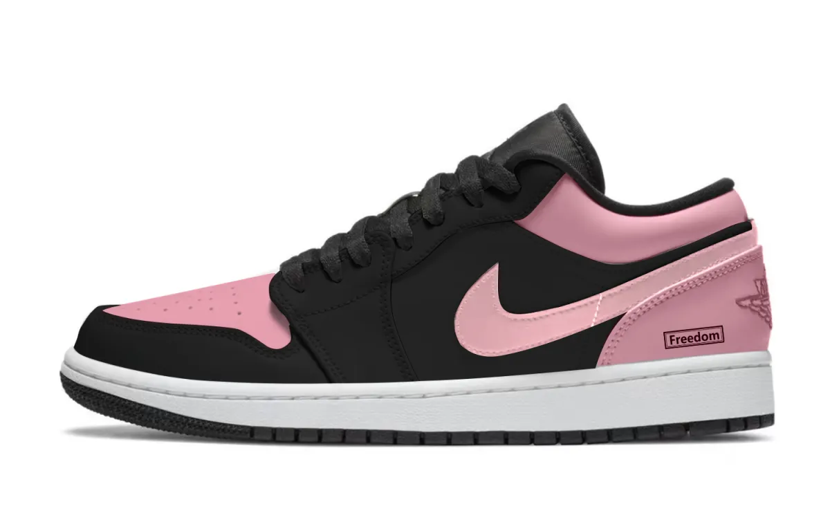 Jordan Air Jordan 1 Black Pink Toes Abrasion Resistant Low top Vintage Basketball Shoes Unisex Pink