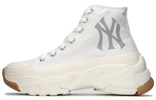 MLB Chunky High Lace Up Slip Resistant Abrasion Resistant High top Canvas Shoes Unisex White