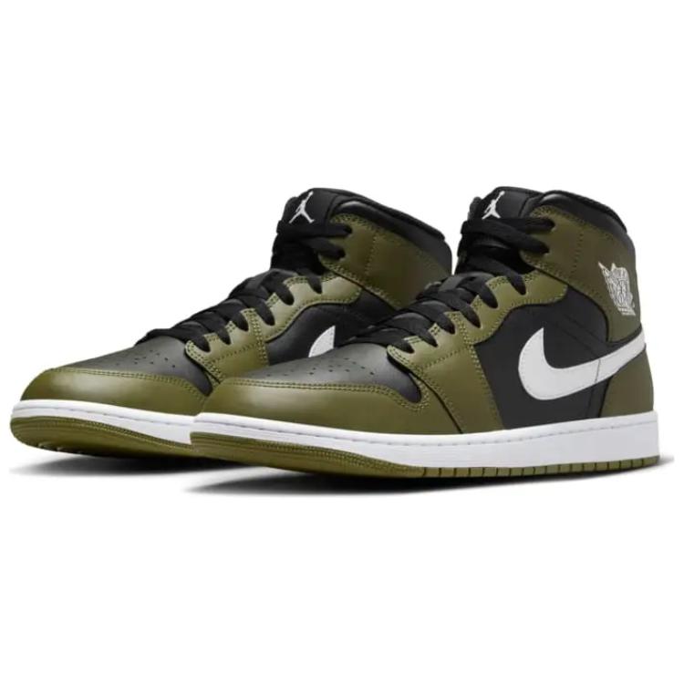 Jordan 1 Mid Black White Olive