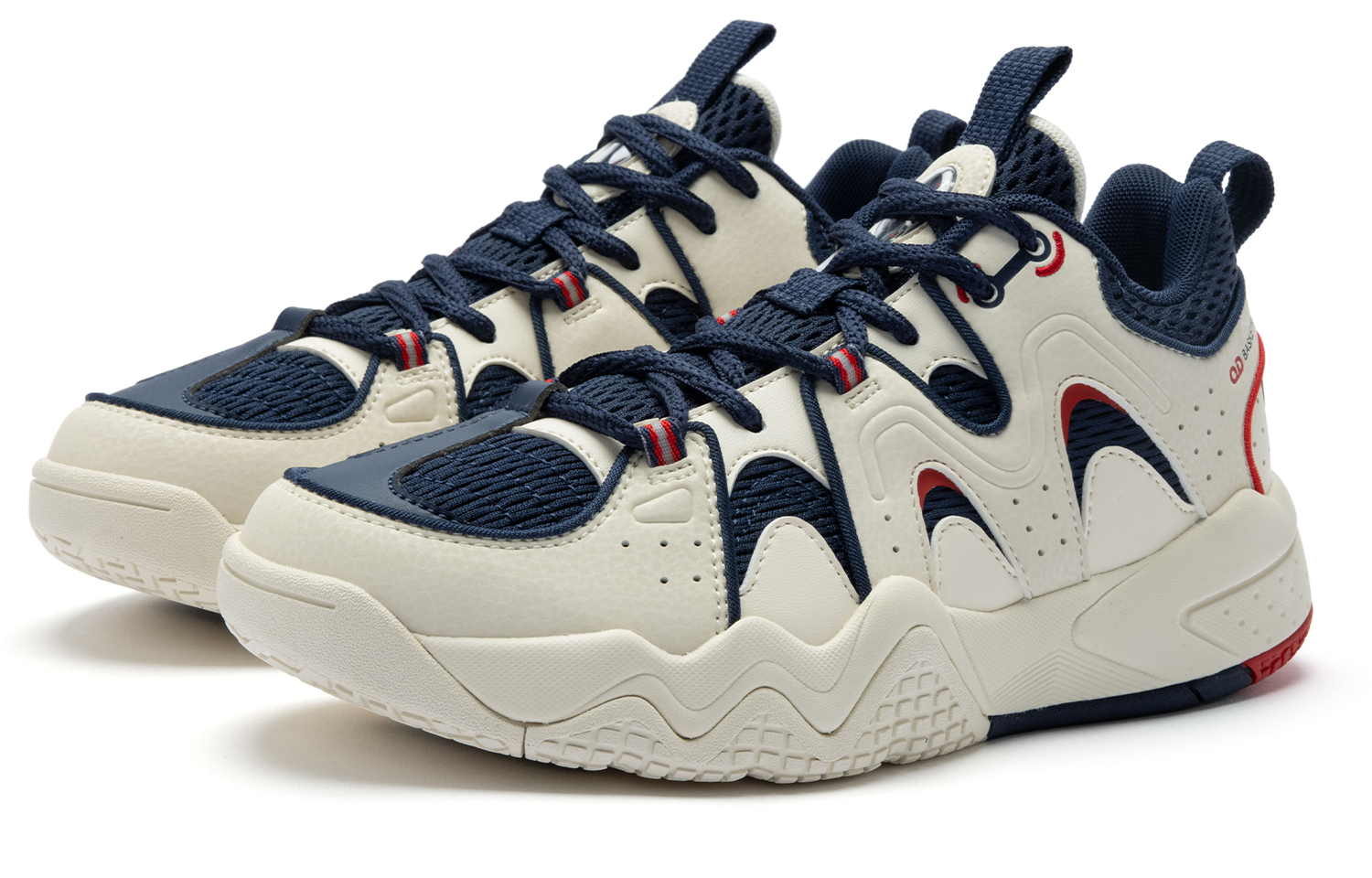 QIAODAN Slip Resistant Mid top Basketball Shoes Women’s Beige Blue