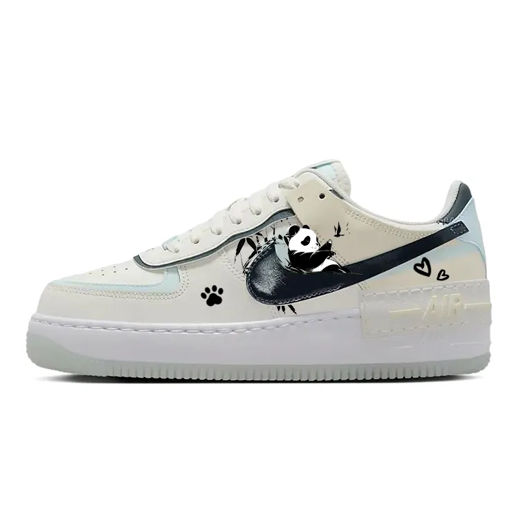 Nike Air Force 1 Slip Resistant, Abrasion Resistant, Lightweight Low top Skateboard Shoes Women's Beige Blue