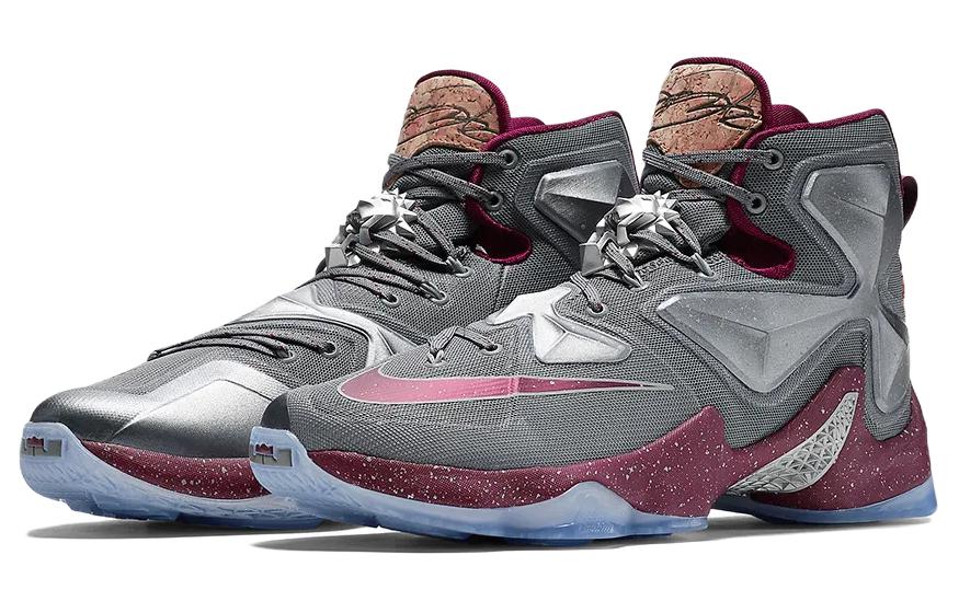 Мужские кроссовки Nike Lebron 13 Opening Night 13 (серые с красным) — 狼灰/团队红/金属银 — фото 3