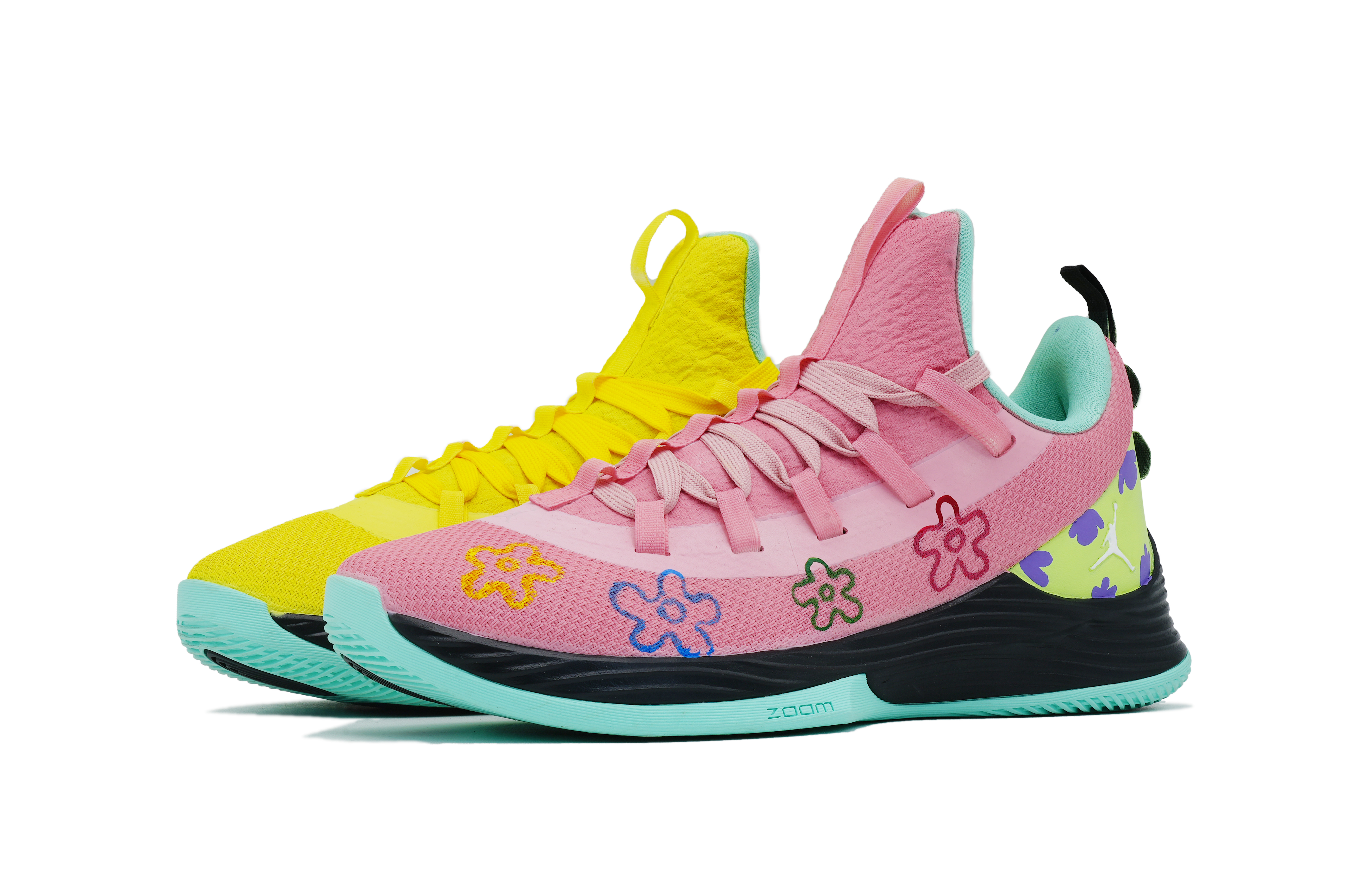 Jordan Ultra Fly 2 Cushioning Slip Resistant Abrasion Resistant Low top Vintage Basketball Shoes Men's Yellow Pink