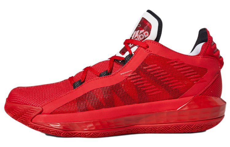 Adidas D lillard 6 sports comfortable shock-absorbing anti-slip low-top basketball shoes men's red and black mandarin duck