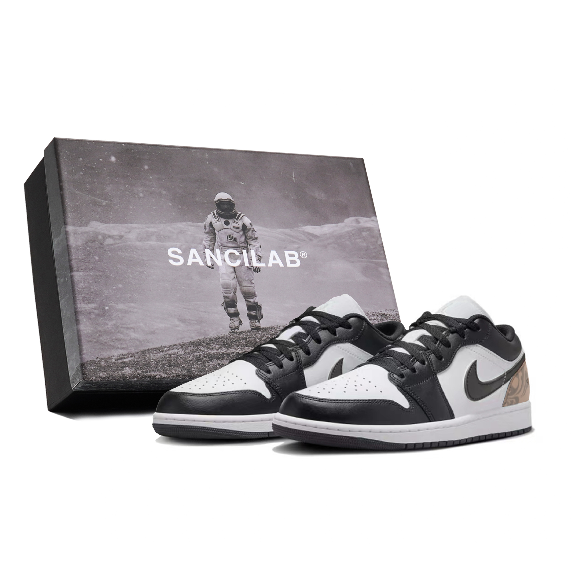 Jordan Air Jordan 1 Third Lab, Xingji Exploration Low top Vintage Basketball Shoes Men’s Beige