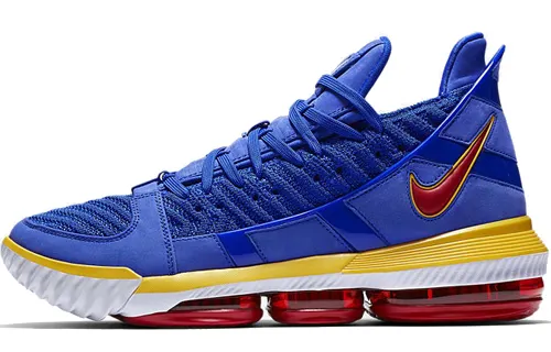 Nike Lebron 16 SuperBron round head lace, non-slip and lightweight, low top practical basketball shoes, men's blue, 2019