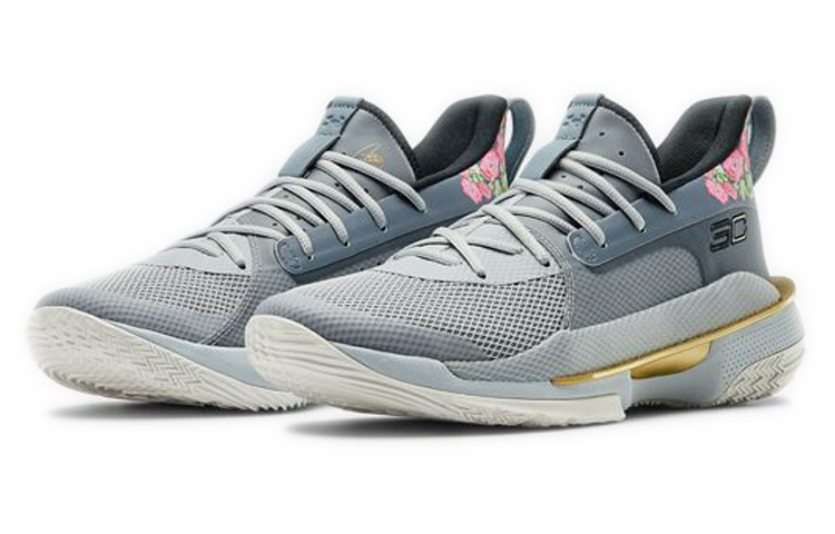 Кроссовки Under Armour Under Armour Curry 7 Floral Chinese New Year (2020) (серые) — 摩登灰 — фото 2