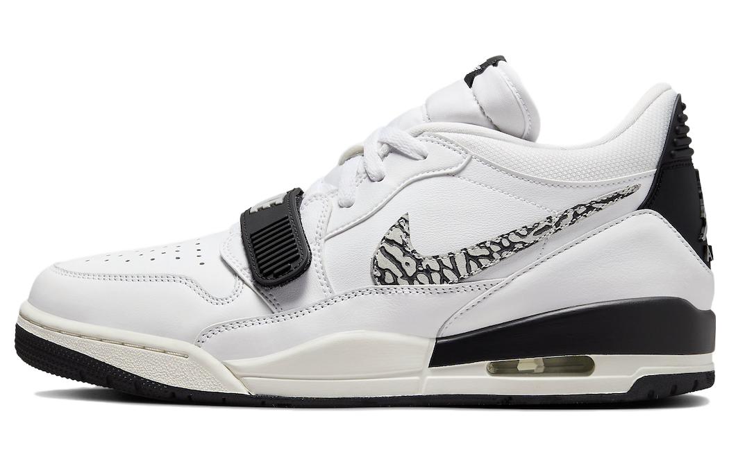 Jordan Legacy 312 \"Cement Swoosh\" Valentine's Day Limited Year of the Dragon Limited Panda Color Burst Pattern Versatile and Comfortable Anti-Slip Low-top Retro Basketball Shoes Men's White Black