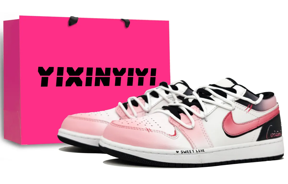 Jordan Air Jordan 1 Cushioning Low top Vintage Basketball Shoes Unisex Love Pink