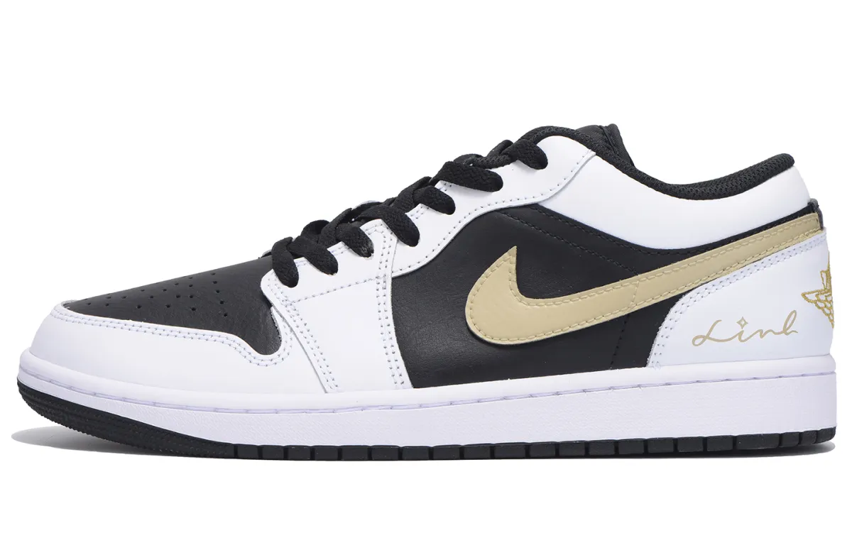 Jordan Air Jordan 1 Slip Resistant Abrasion Resistant Low top Vintage Basketball Shoes Unisex White Brown Black