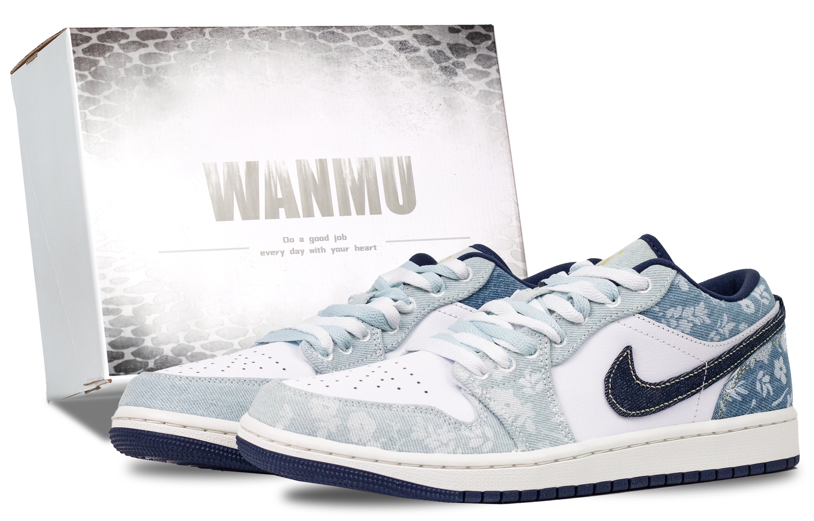 Jordan Air Jordan 1 Monogram Denim Slip Resistant Abrasion Resistant Slip Resistant Abrasion Resistant Low top