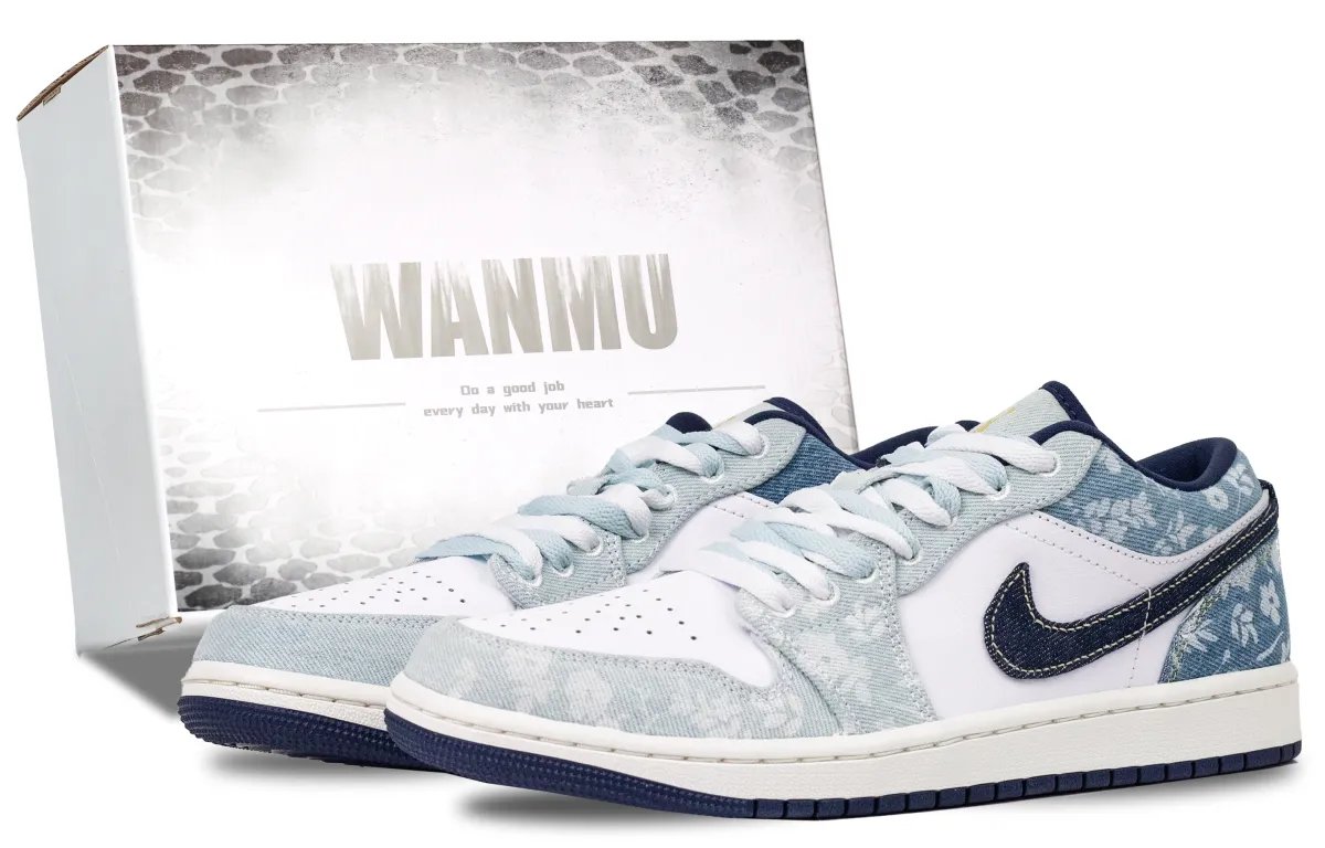 Jordan Air Jordan 1 Monogram Denim Slip Resistant Abrasion Resistant Slip Resistant Abrasion Resistant Low top