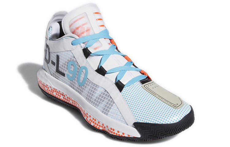 Мужские баскетбольные кроссовки adidas D lillard 6 (белый / синий / оранжевый) — фото 3