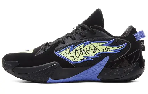 Peak Outfield Dominator Pro leather surface, deep sea shark color, cement Titan SWR wear-resistant rubber, quick start, efficient cushioning, shock absorption, non-slip, wear-resistant, rebound and anti-torsion, low-top basketball shoes, men's black