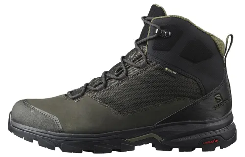 SALOMON X Ultra 4 Leather Abrasion Resistant High top Hiking Shoes Men's Black Green