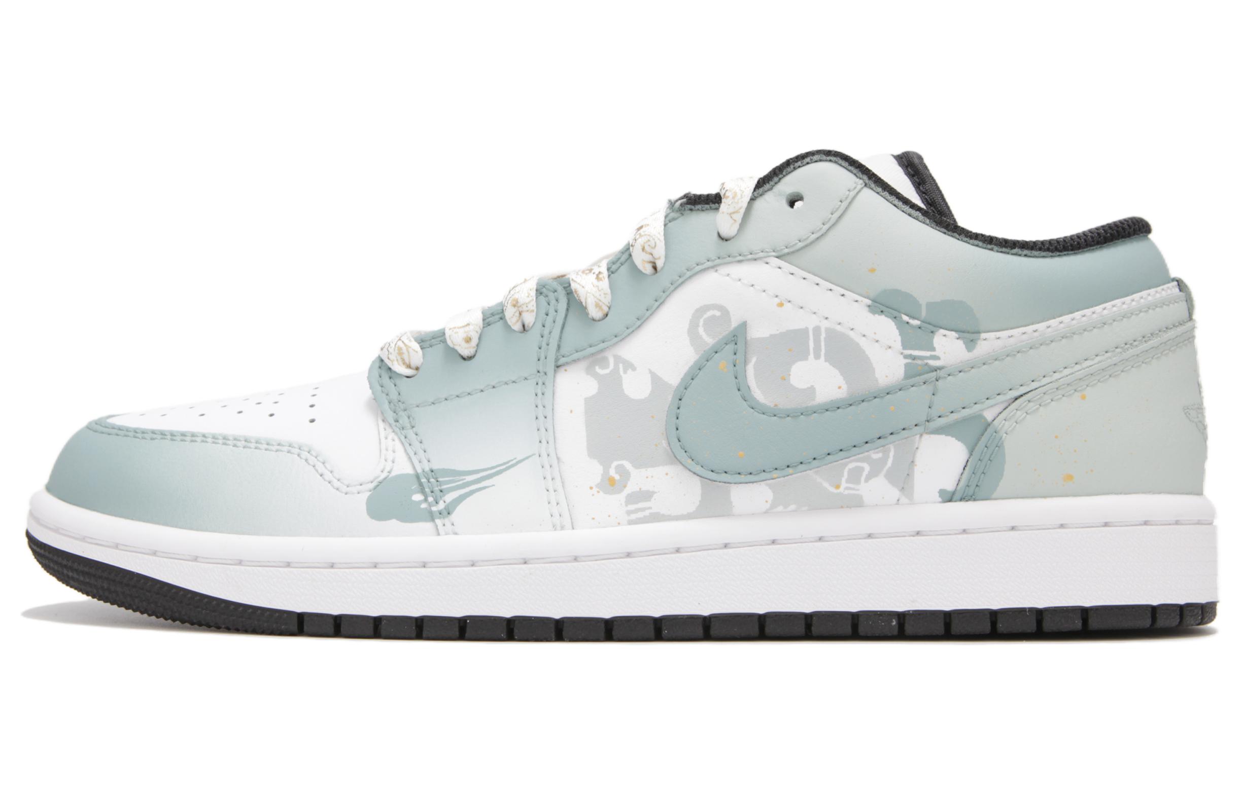 Jordan Air Jordan 1 Cushioning, Wear Resistant Low top Vintage Basketball Shoes Men’s Light Green