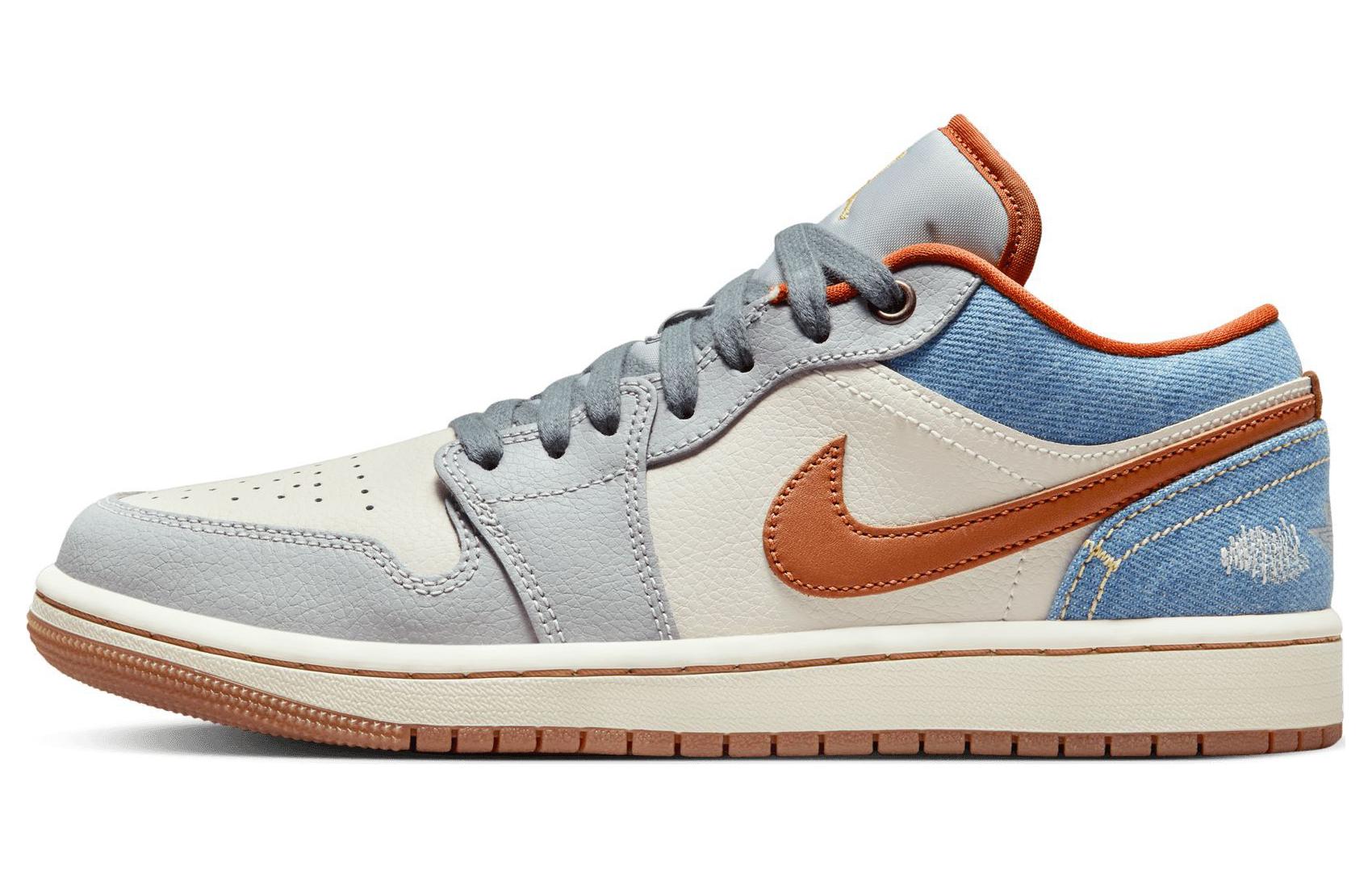 Женские кроссовки Jordan Air Jordan 1 (серый / бежевый / синий)