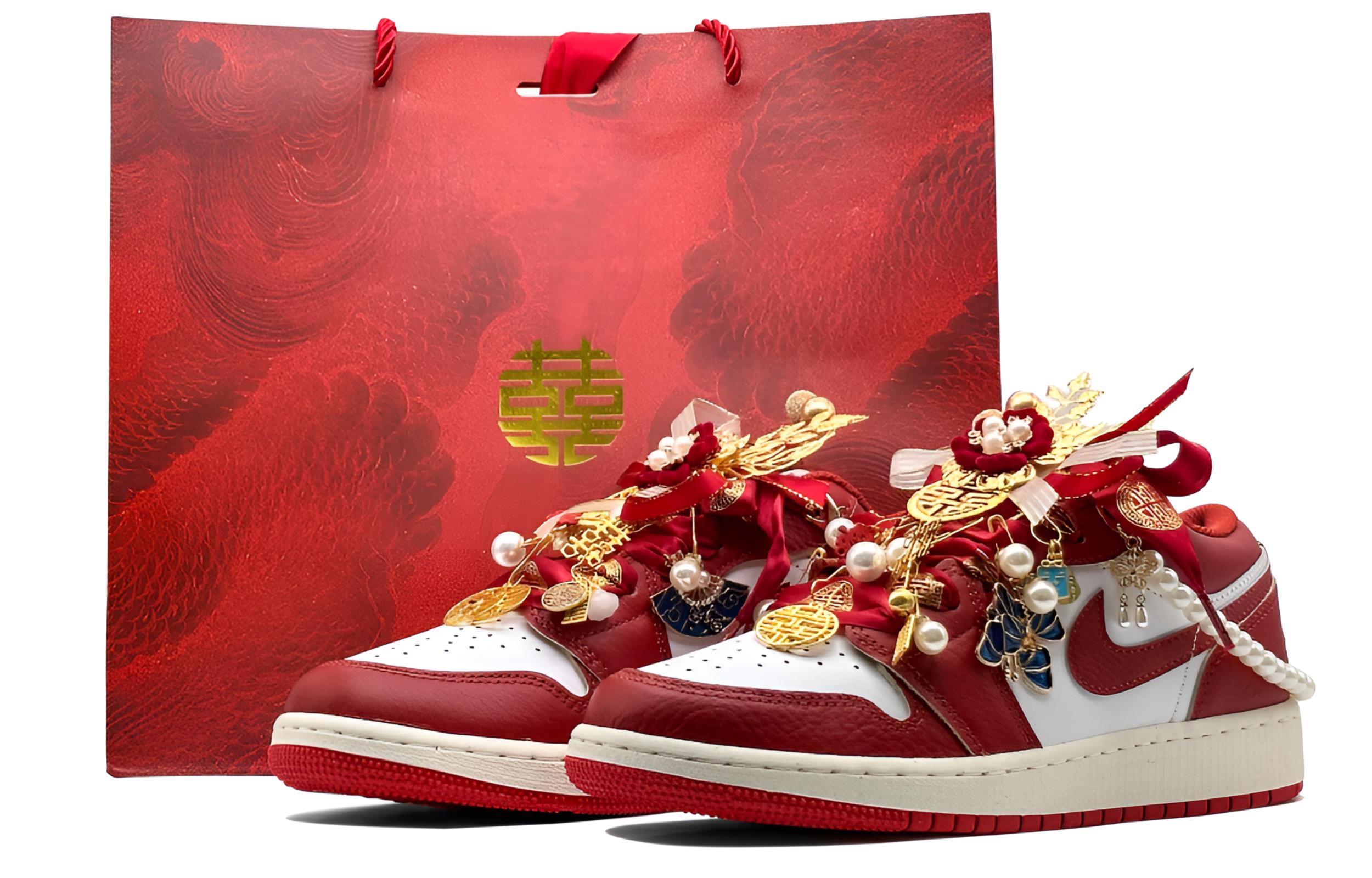 Jordan Air Jordan 1 Nichang Gold Ribbon Cushioning, Wear Resistant Low top Vintage Basketball Shoes Women’s Red