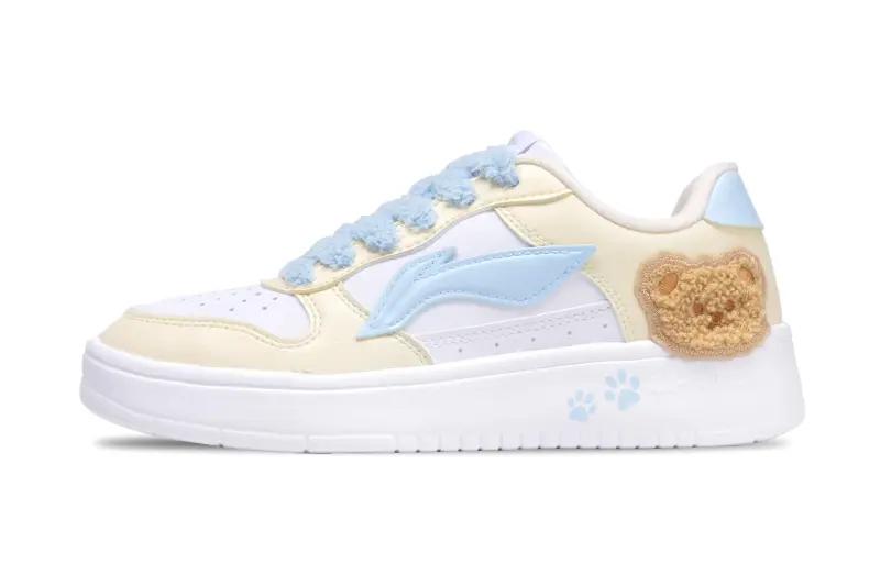 Li Ning Floating Boat Slip Resistant Cushioning Abrasion Resistant Low top Skateboard Shoes Women's Yellow Blue