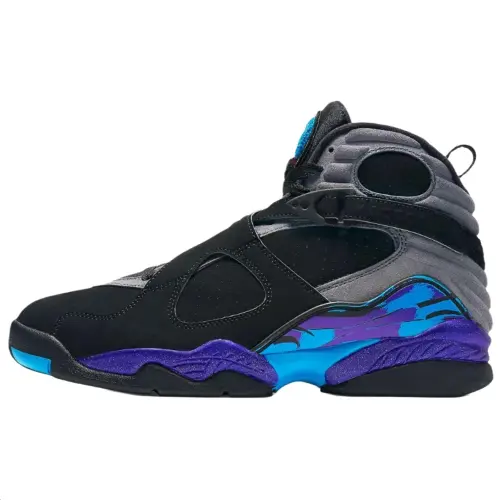 Jordan Air Jordan 8 Slip Resistant Abrasion Resistant High top Vintage Basketball Shoes Men's Black Gray Blue